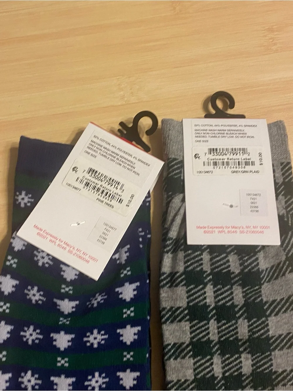 New Club Room Unisex Crew Socks 6 Pairs Holiday Plaid Multicolor One Size